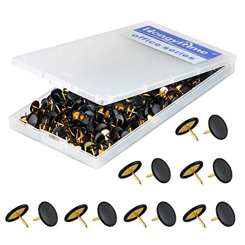 HongyiTime 400 PCS Push Pins,Thumb Tacks, Wall Tacks, Tacks, Push Pin,Thumbtack, Flat Push Pins, Thumbtacks Flat, Push Pins for Cork Board, Push Pins for Wall, Board Pins,Tacks and Push Pins(Black)