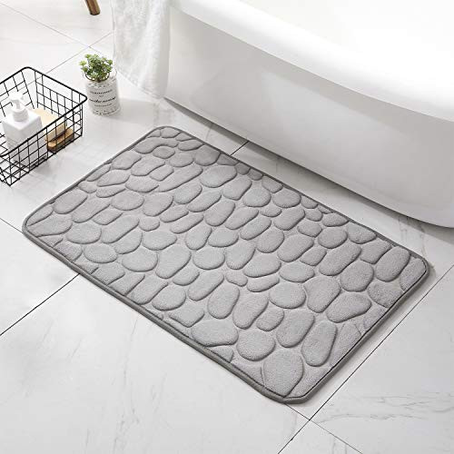 DECORUS Memory Foam Bath Mats Non Slip Cobblestone Bath Rugs Super Absorbent Bathroom Mats Machine-Washable Cozy Bath Mats for Bathroom