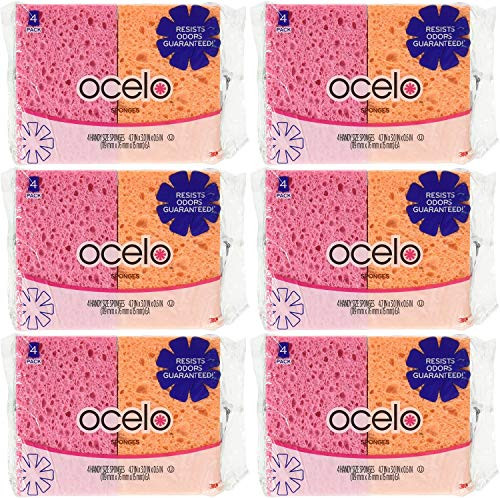 O-cel-O Handy Sponge 7274-t, 4-count (Pack of 6) Colors may vary
