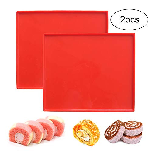 Brianver Swiss Roll Cake Mat - Flexible Multipurpose Silicone sheet Nonstick jelly roll pan Baking Tray Pastry Mat Pizza Cookies Mould?set of 2?