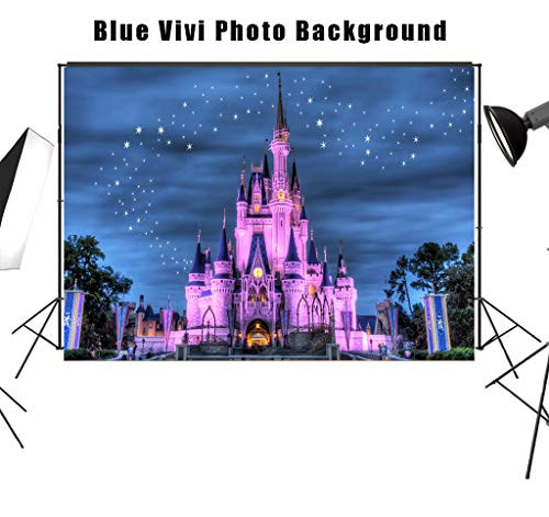 7x5ft Beautiful Castle Castle Backdrop Night View Photography Background for Children and Girl Birthday Party Photo Video Shooting Props BV049