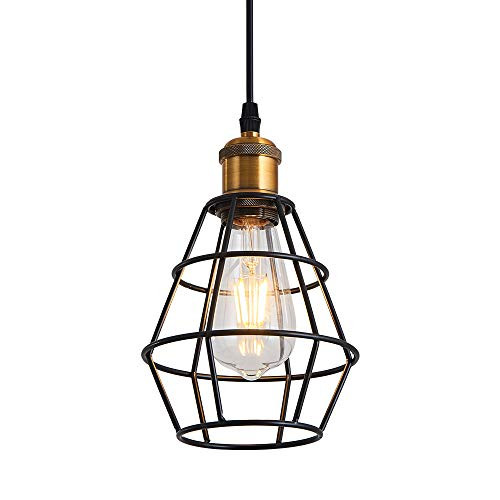 Pendant Light Fixture Chandelier Lighting Fixtures Indoor Black Basket Cage Hanging Ceiling Lamp for Kitchen Island Dining Room Bar