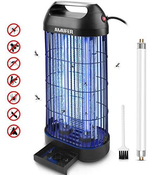 AMUFER Bug Zapper Electric Mosquito Killer/Zapper, Fly Trap Indoor Powerful Insect Killer Fly Zapper with UV Mosquito Lamp for Indoor Home Office,1-Pack Replacement Bulb Included