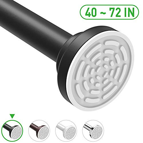 Ausemku Shower Curtain Rod Tension - 40-72 Inch Never Rust Non-Slip Spring Tension Curtain Rod No Drilling Stainless Steel Curtain Rod Use Bathroom Kitchen?Black?