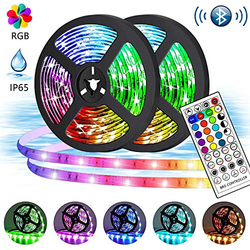 Bluetooth LED Strip Lights 32.8ft Kit,IP65 Waterproof Music Sync Color Changing Rope Lights, 300 LEDs SMD 5050 RGB Tape Light, IR Remote, Flexible Changing Multi-Color APP Control Lighting Strips Bluetooth LED Strip Lights 32.8ft Kit,IP65 Waterproof Music Sync Color Changing Rope Lights, 300 LEDs SMD 5050 RGB Tape Light, IR Remote, Flexible Changing Multi-Color APP Control Lighting Strips