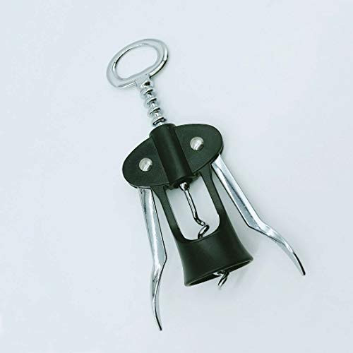 Stainless Steel Wing Corkscrew Wine Opener, Waiters Corkscrew Cork and Beer Cap Bottles Opener Remover, Used in Kitchen Restaurant Chateau and Bars (Black)