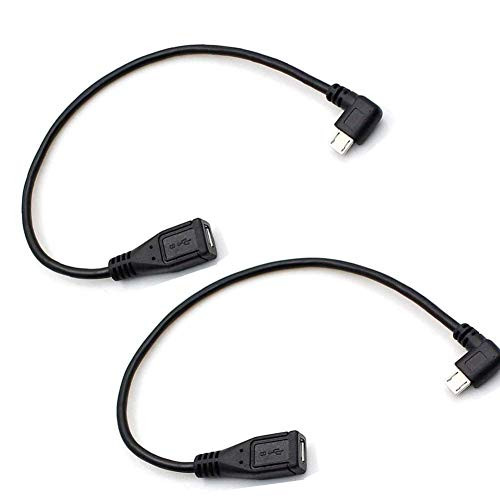 Micro USB Extension Cable,2-Pack 90 Degree Left Angle Micro USB 5Pin Male to Micro USB 5Pin Female Extension Cable,Sync Charging and Data Transferring Cable for Samsung, HTC, Huawei, Sony and More