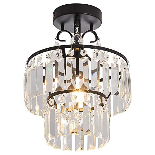 Crystal Chandeliers Light Flush Mount Lighting Fixture with Ceiling Lamp for Hallway Bar Kitchen Dining Room Kids Room