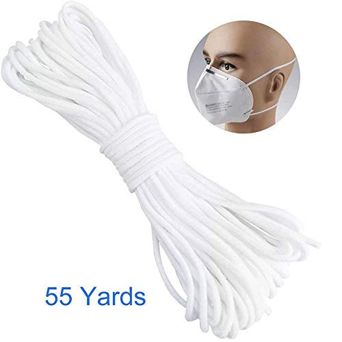 SZBAYO 55 Yards Elastic Cord, 3mm White Elastic Rope String Heavy Stretch Cord?High Elasticity Knit Trim Spandex Cord, Handmade Strings