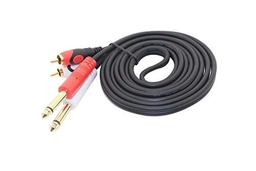 Dual 1/4 inch 2 x 6.35mm TS Mono Male Jack to Dual RCA Male Audio Cable,Hanprmee for Phono Microphone Mic Mixer Amplifier,RCA Audio Wire Cords, Interconnect Cable (8M/25Ft)