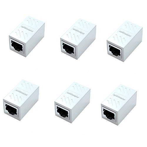 RJ45 Coupler Cat7/Cat6/Cat5/Cat5e Network Connector Ethernet Cable Coupler Extender Adapter Female to Female 6 Pack