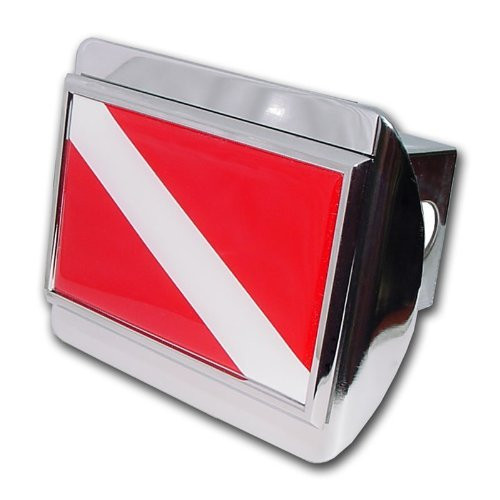 Dive Flag ALL METAL Shiny Chrome Hitch Cover Dive Flag ALL METAL Shiny Chrome Hitch Cover