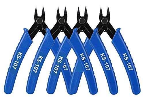 Wire Flush Cutters 5 Inch, Precision Cutting Pliers, Micro Wire Cutter, Blue - 4 Pack