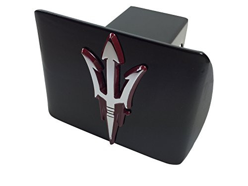 Arizona State University METAL emblem (chrome with maroon trim) on black METAL Hitch Cover Arizona State University METAL emblem (chrome with maroon trim) on black METAL Hitch Cover