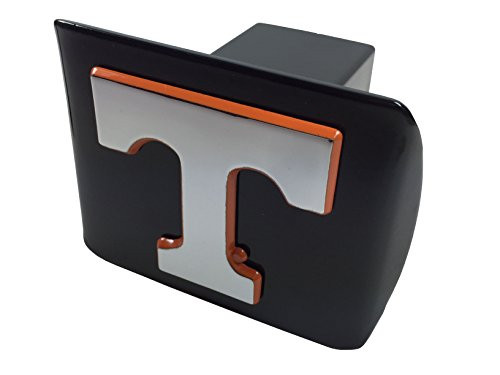 Tennessee METAL emblem (chrome with orange trim) on black METAL Hitch Cover