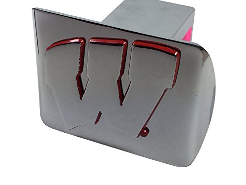 University of Wisconsin METAL emblem (chrome with red trim) on chrome METAL Hitch Cover University of Wisconsin METAL emblem (chrome with red trim) on chrome METAL Hitch Cover