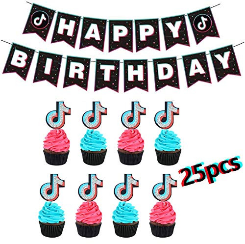 24pcs 24pcs Music CupCake Topper For Party Music Party Decorations Short Video Birthday Party Decors Photo Booth Accessories 