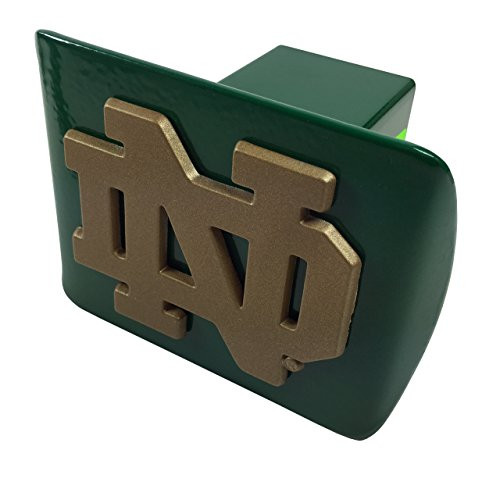 Notre Dame METAL Gold "ND" on green METAL Hitch Cover Notre Dame METAL Gold "ND" on green METAL Hitch Cover