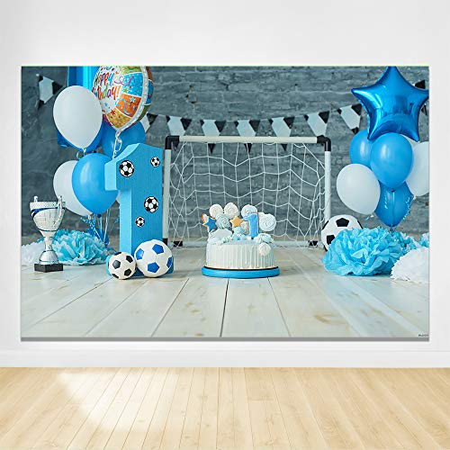Felizotos 1st Boy Birthday Backdrop Football Theme Blue First Birthday Party Photography Backdrop Baby Boy Photo Studio Booth Background 6x4ft