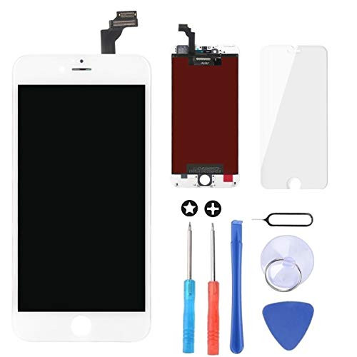 Brinonac Screen Replacement for iPhone 6 Plus 5.5 inch LCD Digitizer Touch Screen LCD Replacement Screen Frame Assembly Full Set with Tools and Screen Protector (White)