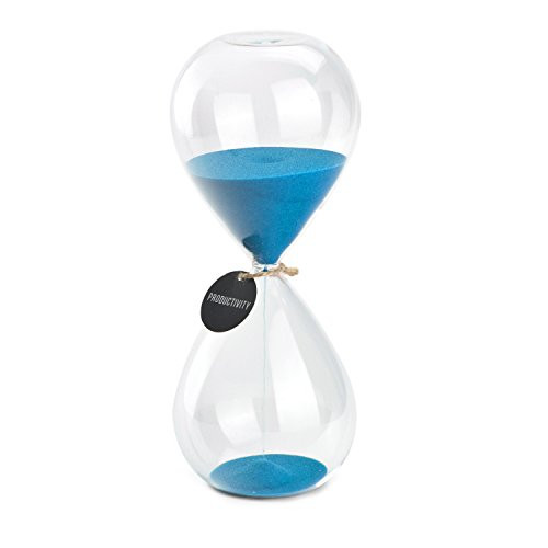Hourglass Sand Timers - SWISSELITE Biloba Hourglass Sand Timer, 8.5 Inch Blue Sand Timer In 60 Mins