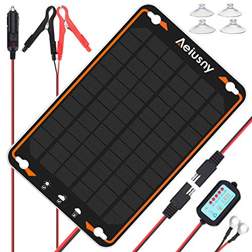 Aeiusny 12V Solar Car Battery Trickle Charger & Maintainer 5W Solar Panel Power Kit Portable Backup for Automotive RV Marine Boat Motorcycle Truck Trailer Tractor Powersports Snowmobile Farm Equipment Aeiusny 12V Solar Car Battery Trickle Charger & Maintainer 5W Solar Panel Power Kit Portable Backup for Automotive RV Marine Boat Motorcycle Truck Trailer Tractor Powersports Snowmobile Farm Equipment