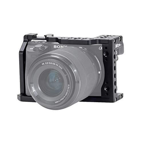 Nitze Camera Cage for Sony A6000 A6300 A6400 A6500 Camera with HDMI Cable Clamp and Built-in Cold Shoe - TP-A6 Nitze Camera Cage for Sony A6000 A6300 A6400 A6500 Camera with HDMI Cable Clamp and Built-in Cold Shoe - TP-A6