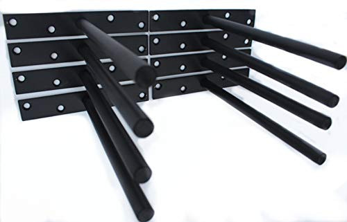 8 Pcs 8" Heavy Duty Black Floating Shelf Bracket Solid Steel Blind Shelf Supports - Hidden Brackets for Floating Wood Shelves - Concealed Blind Shelf Support  Screws and Wall Plugs Included