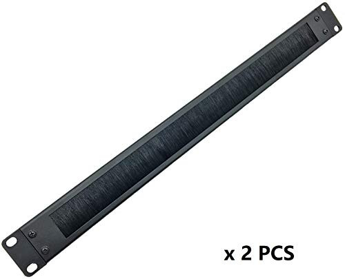 Jingchengmei 2 Pack 1U Cable Manager Panel with Brush Server Rack Wire Management System for Cable Entry for 19in Rack