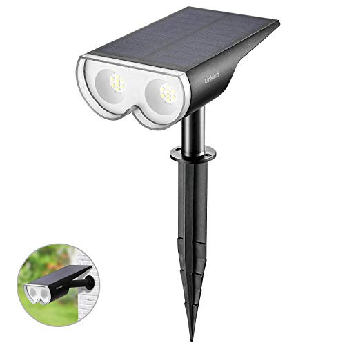 Linkind 16 LED Solar Landscape Spotlights, Dusk-to-Dawn IP67 Waterproof Solar Powered Spot Lights, 6500K Daylight White, Outdoor Wall Lights for Garden Yard Driveway Porch Walkway