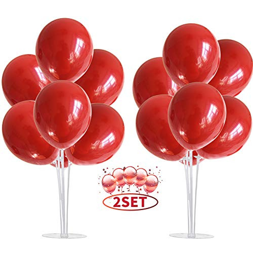 TONIFUL 2 Set Balloons Stand Kit Ruby Red Table Birthday Decorations for Women Balloon Holder Table for Baby Shower, Graduation,Anniversary,Birthday,Wedding Table Party Decorations