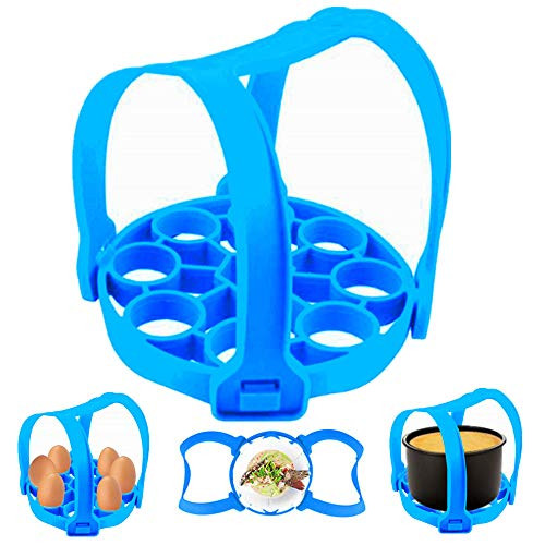 3in1 Design,Kitchen silicone mat, Silicone Egg Rack, Pressure Cooker Sling, pressure cooker accessories (Blue)