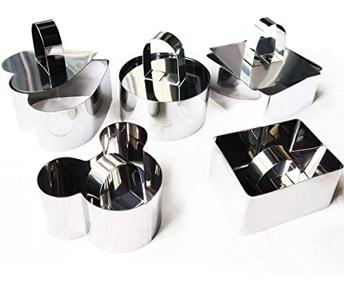 Set of 10 Cake Ring Mold Stainless Steel Dessert Mousse Cooking Molds Pancake Pastry Pan with Pusher & Lifter Cooking Rings Set of 10 Cake Ring Mold Stainless Steel Dessert Mousse Cooking Molds Pancake Pastry Pan with Pusher & Lifter Cooking Rings