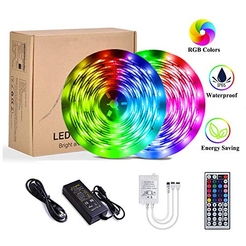 YORMICK Led Strip Lights 32.8ft IP65 Waterproof Flexible Color Changing SMD 5050 RGB 300-LED Light Strips Kit with 44 Keys IR Remote Control for Bedroom,Room,Kitchen,Party YORMICK Led Strip Lights 32.8ft IP65 Waterproof Flexible Color Changing SMD 5050 RGB 300-LED Light Strips Kit with 44 Keys IR Remote Control for Bedroom,Room,Kitchen,Party