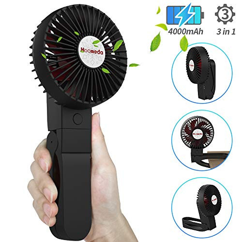 HOOMEDA Portable Handheld Fan, Mini USB Desk Clip on Fan, Small Personal Stroller Fan with USB Rechargeable 4000mAH, 4 Speed Operated Cooling Folding Electric Fan for Camping Travel Office Household HOOMEDA Portable Handheld Fan, Mini USB Desk Clip on Fan, Small Personal Stroller Fan with USB Rechargeable 4000mAH, 4 Speed Operated Cooling Folding Electric Fan for Camping Travel Office Household