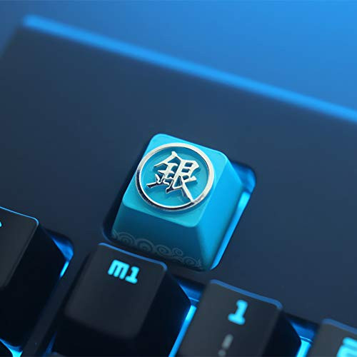 Blue Hat All Gaming Keycaps DIY Metal Keycap Stereo Embossed Personality Keycap for Cherry Switches Mechanical Keyboards (Gintama Cyan