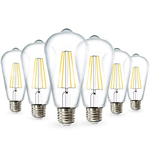 Sunco Lighting 6 Pack ST64 LED Bulb, Dimmable, 8.5W=60W, 4000K Cool White, Vintage Edison Filament Bulb, 800 LM, E26 Base, Restauarant or String Lights - UL, Energy Star