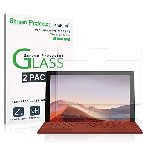 amFilm Glass Screen Protector for Microsoft Surface Pro 7, 6, 5, 4 Tempered Glass (12.3") 2 Pack