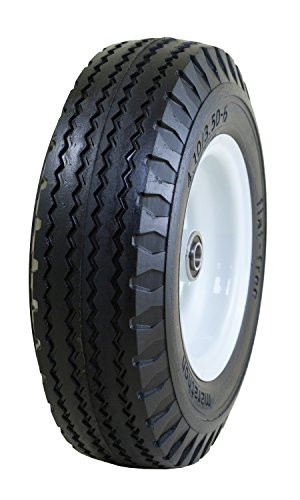 Marathon 4.10/3.50-6" Flat Free, Hand Truck/All Purpose Utility Tire on Wheel, 2.25" Centered Hub, 5/8" Bearings