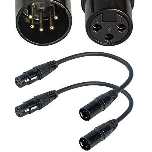 SiYear 3 Pin XLR Female to 5 Pin XLR Male Audio Cable for Microphone DMX Stage Light Turnaround ?XLR3Fto XLR5M Adapter Cable ?2m/ 2Pack)
