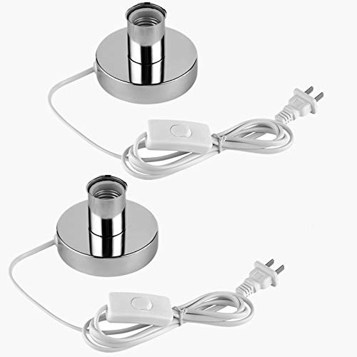 (2PACK) Polished Metal Desktop Lamp Base Ceramic Base Holder 6 ft Cord On/off Switch Plug E26/e27 Screw Base Ideal for CFL lamp table lamp?Himalayan Salt Lamp Cords, (On-Off Switch)
