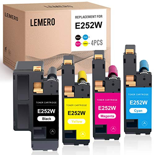 LEMERO Compatible Toner Cartridges Replacement for Dell 593-BBJX 593-BBJU 593-BBJV 593-BBJW to use with E525W (Black Cyan Magenta Yellow, 4-Pack)