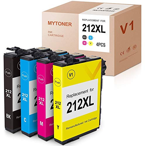 MYTONER Remanufactured Ink Cartridge Replacement for Epson 212XL T212XL 212 XL for Expression Home XP-4100 XP-4105 Workforce WF-2850 WF-2830 (Black, Cyan, Magenta, Yellow, 4-Pack) MYTONER Remanufactured Ink Cartridge Replacement for Epson 212XL T212XL 212 XL for Expression Home XP-4100 XP-4105 Workforce WF-2850 WF-2830 (Black, Cyan, Magenta, Yellow, 4-Pack)