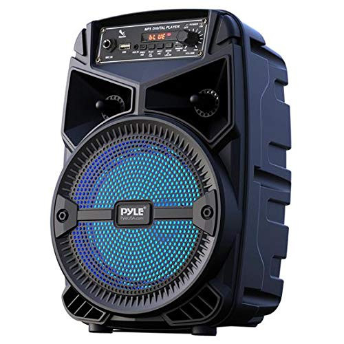 Portable Bluetooth PA Speaker System - 240W Rechargeable Outdoor Bluetooth Speaker Portable PA System w/ 6.5 Subwoofer 1 Tweeter, Microphone in, Party Lights, MP3/USB, Radio, Remote - Pyle PPHP634B
