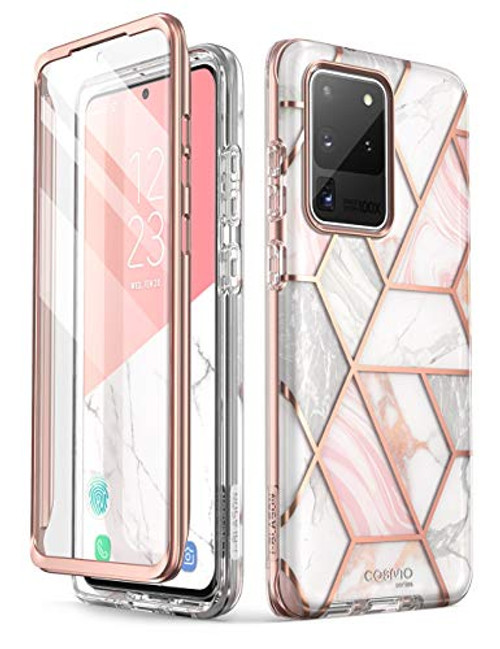 i-Blason Cosmo Series Case for Samsung Galaxy S20 Ultra 5G (2020 Release), [Built-in Screen Protector] Slim Stylish Protective Case (Marble)