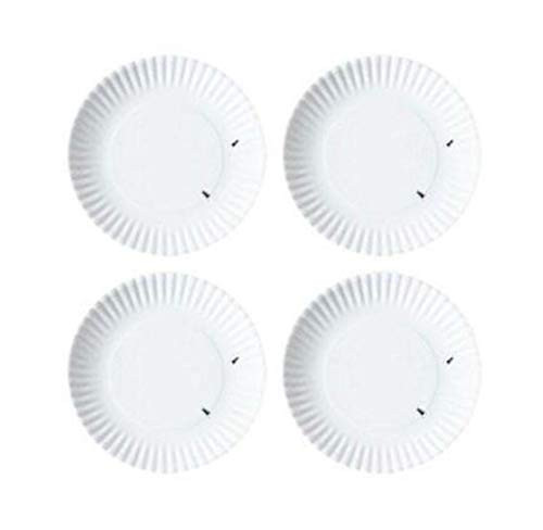 "What Is It?" Reusable White Appetizer or Dessert Plate with Ant Design, 6 Inch Melamine, Set of 4
