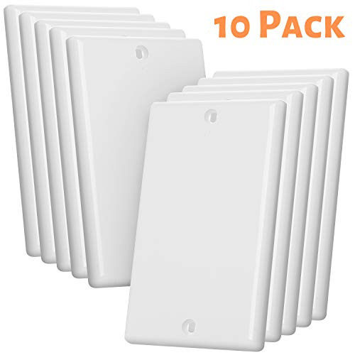 Bates- Blank Wall Plate, Wall Plates, Pack of 10, Wall Plate Cover, 1 Gang, Outlet Cover Plate, Receptacle Cover, Wall Outlet Cover, Outlet Cover, Blank Wall Plate White, Blank Outlet Covers
