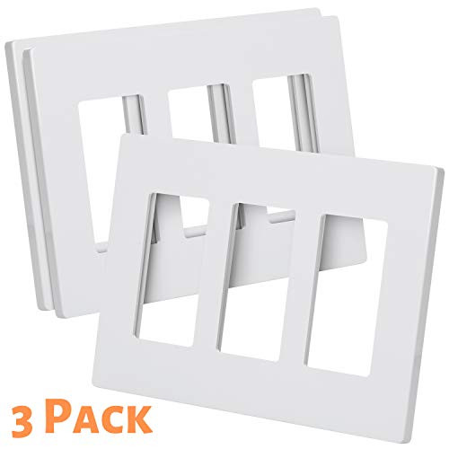 Bates- Screwless Decorator Wall Plates, Three Gang Switch Plate Covers, 3 Pack, Screwless Wall Plates 3 Gang, White Switch Plate Covers, Switch Cover Plate, Wall Switch Cover, Electrical Outlet Cover Bates- Screwless Decorator Wall Plates, Three Gang Switch Plate Covers, 3 Pack, Screwless Wall Plates 3 Gang, White Switch Plate Covers, Switch Cover Plate, Wall Switch Cover, Electrical Outlet Cover