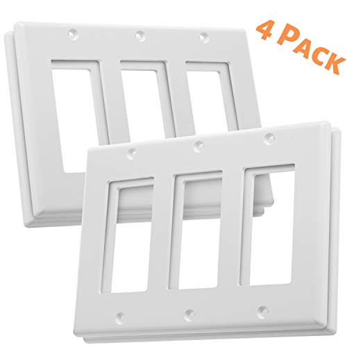 Bates- 3 Gang Wall Plate, Three Light Switch Plate, 4 Pack, Triple Outlet Cover, Three Switch Plate Covers, Light Switch Cover 3 Gang, Triple Wall Plate, Electrical Outlet Cover Plates, Plug Cover Bates- 3 Gang Wall Plate, Three Light Switch Plate, 4 Pack, Triple Outlet Cover, Three Switch Plate Covers, Light Switch Cover 3 Gang, Triple Wall Plate, Electrical Outlet Cover Plates, Plug Cover