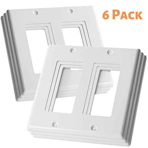 Bates- Double Light Switch Plate, 2 Gang Wall Plate, 6 Pack, Double Outlet Cover, Double Switch Plate Covers, Light Switch Cover 2 Gang, Double Wall Plate, Electrical Outlet Cover Plates, Plug Cover Bates- Double Light Switch Plate, 2 Gang Wall Plate, 6 Pack, Double Outlet Cover, Double Switch Plate Covers, Light Switch Cover 2 Gang, Double Wall Plate, Electrical Outlet Cover Plates, Plug Cover